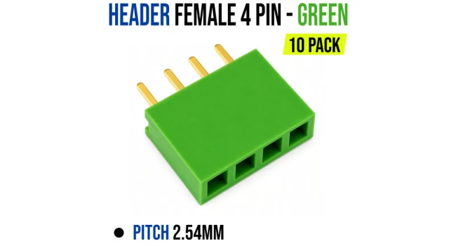 Header Female 4 Pin Pitch 2.54mm - Green