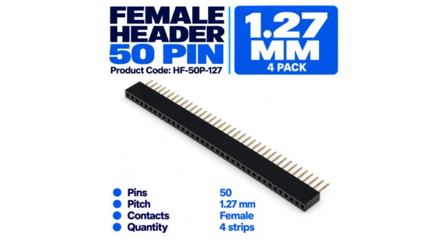 Header Female 50pin Pitch 1.27mm (4 Pack) Header Female 50pin Pitch 1.27mm (4 Pack)