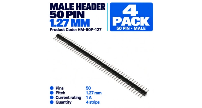 Header Male 50pin Pitch 1.27mm (4 Pack) Header Male 50pin Pitch 1.27mm (4 Pack)