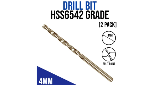 Drill Bit 4mm Grade HSS6542 (2 Pack) Drill Bit 4mm Grade HSS6542 (2 Pack)
