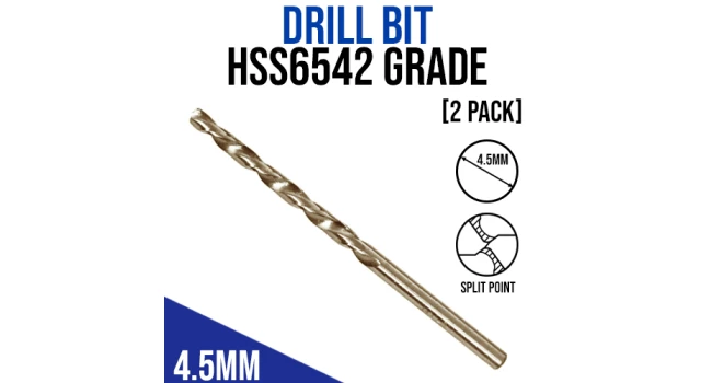 Drill Bit 4.5mm Grade HSS6542 (2 Pack) Drill Bit 4.5mm Grade HSS6542 (2 Pack)