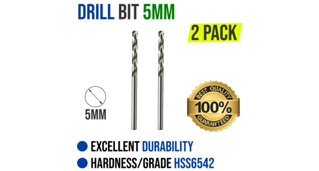 Drill Bit 5mm Grade HSS6542 (2 Pack)