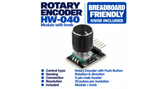 Rotary Encoder Module with knob- Breadboard Ready