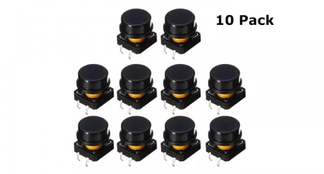 Tactile Switch + Black Cap (10 Pack) Tactile Switch + Black Cap (10 Pack)