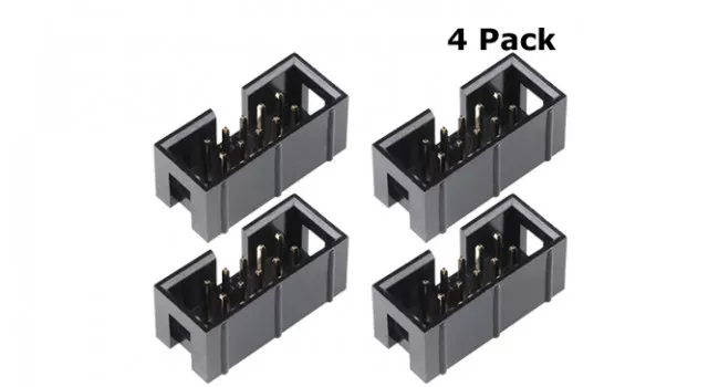 IDC Shrouded Box Connector, 10 Pin, 4 Pack