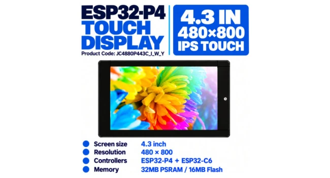 Guition ESP32-P4 with IPS 4.3 inch Capacitive Touch Screen