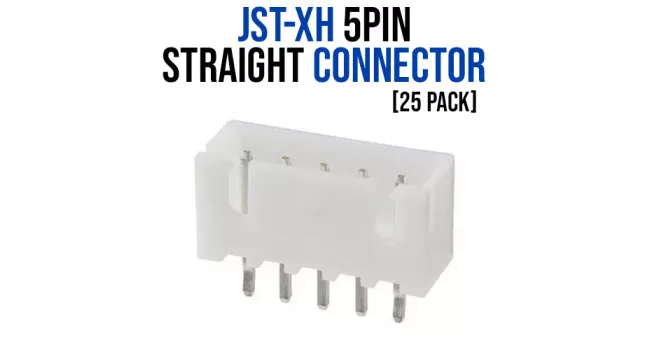 JST-XH (2.54mm) 5 Pin Straight Connector (25 Pack) JST-XH (2.54mm) 5 Pin Straight Connector (25 Pack)