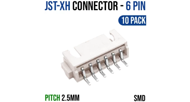 JST-XH 2.5mm 6 Pin Connector - SMD (10 Pack) JST-XH 2.5mm 6 Pin Connector - SMD (10 Pack)