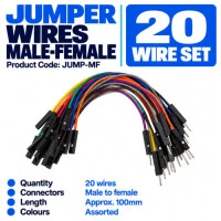 Male to Female DuPont Jumper Wires 100mm (20 Pack) Male to Female DuPont Jumper Wires 100mm (20 Pack)