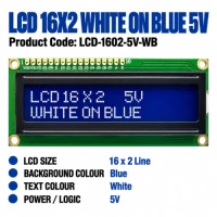 LCD 16x2 Display White on Blue 5V LCD 16x2 Display White on Blue 5V