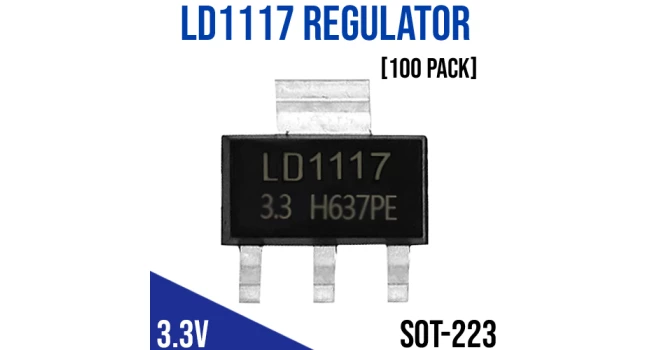 100x AMS1117-3.3V SOT223 SMD Low Dropout Voltage Regulator – Generic