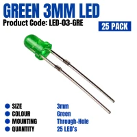 Green LED 3mm (25 Pack)