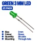 Green LED 3mm (25 Pack) Green LED 3mm (25 Pack)