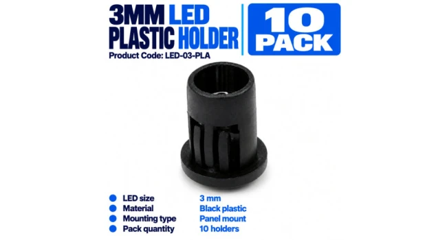 LED 3mm Plastic Holder (10 Pack) LED 3mm Plastic Holder (10 Pack)