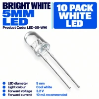 LED 5mm - Clear White (Pack of 10) LED 5mm - Clear White (Pack of 10)