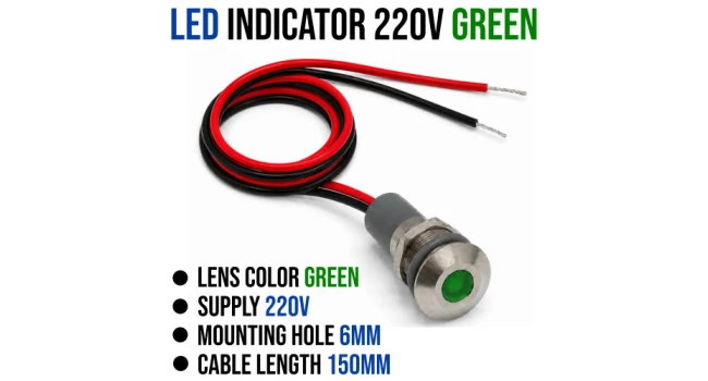 LED Lamp Indicator 220V - Green LED Lamp Indicator 220V - Green