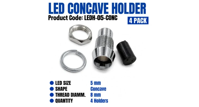 LED Holder 5mm Concave (4 Pack)