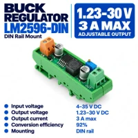 LM2596 Voltage Regulator VIN 4-35V VOUT 1.2-30V 3A -DIN Rail LM2596 Voltage Regulator VIN 4-35V VOUT 1.2-30V 3A -DIN Rail