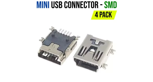 USB Mini-B Connector - SMD (4 Pack) USB Mini-B Connector - SMD (4 Pack)