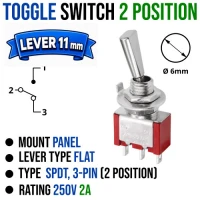 Toggle Switch 2-Position SPDT 3-Pin Right-Angle 250 VAC 2A Toggle Switch 2-Position SPDT 3-Pin Right-Angle 250 VAC 2A