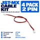 JST-MX 2 Pin 1.25mm Pitch 200mm Length Kit (4 Pack)