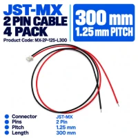 JST-MX 2Pin 1.25mm Pitch 300mm Length cable (4Pack) JST-MX 2Pin 1.25mm Pitch 300mm Length cable (4Pack)