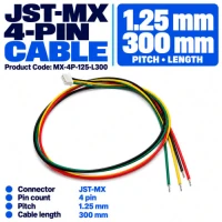 JST-MX Cable 4 Pin 1.25mm Pitch 300mm Length (4 Pack) JST-MX Cable 4 Pin 1.25mm Pitch 300mm Length (4 Pack)