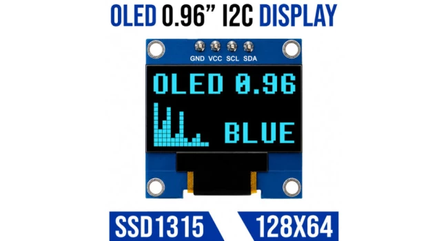 OLED 0.96 inch Display I2C SSD1315 - Blue on Black 