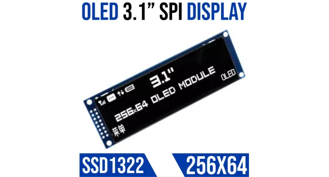 OLED 3.1 inch Display SSD1322 3.3V - White OLED 3.1 inch Display SSD1322 3.3V - White
