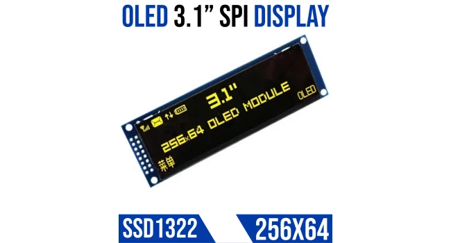 OLED 3.1 inch Display SSD1322 3.3V - Yellow OLED 3.1 inch Display SSD1322 3.3V - Yellow