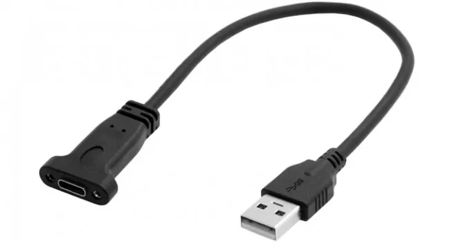 Panel Mount, USB A to USB C - 30cm