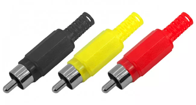 RCA Male Connectors (Red, Black, Yellow)