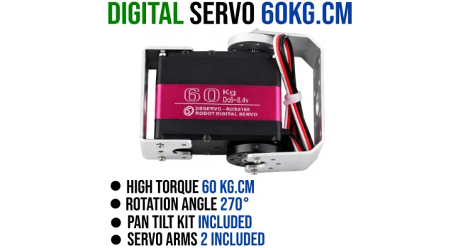 Digital Servo 60kg.cm with Pan & Tilt Kit + Servo Arms Digital Servo 60kg.cm with Pan & Tilt Kit + Servo Arms