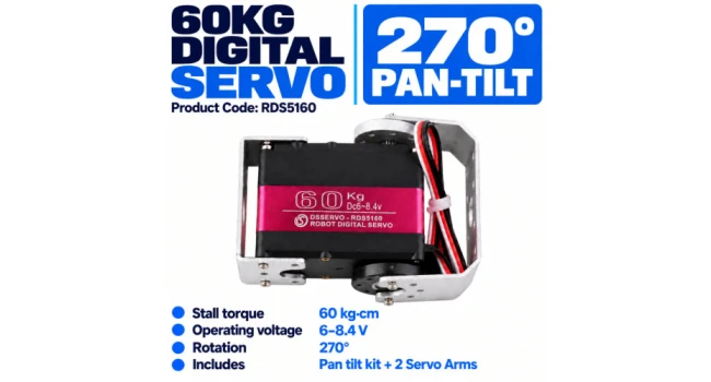Digital Servo 60kg.cm with Pan & Tilt Kit + Servo Arms Digital Servo 60kg.cm with Pan & Tilt Kit + Servo Arms