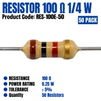 Resistor 100 Ohm 0.25W (50 Pack) Resistor 100 Ohm 0.25W (50 Pack)
