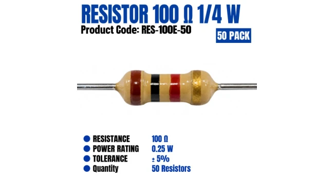 Resistor 100 Ohm 0.25W (50 Pack) Resistor 100 Ohm 0.25W (50 Pack)