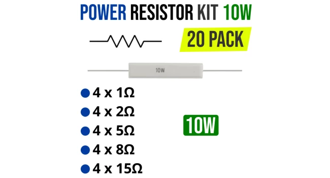 Power Resistor Kit - 10 Watt (20 Pack) Power Resistor Kit - 10 Watt (20 Pack)