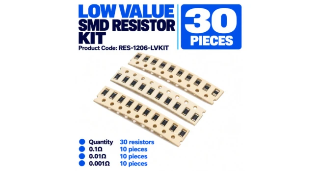 Low-Resistance 1206 SMD Resistor Kit (30 Pack)