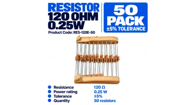 Resistor 120 Ohm 0.25W (50 Pack) Resistor 120 Ohm 0.25W (50 Pack)