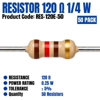 Resistor 120 Ohm 0.25W (50 Pack) Resistor 120 Ohm 0.25W (50 Pack)