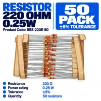 Resistor 220 Ohm 0.25W (50 Pack) Resistor 220 Ohm 0.25W (50 Pack)