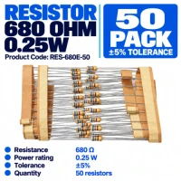 Resistor 680 Ohm 0.25W (50 Pack) Resistor 680 Ohm 0.25W (50 Pack)