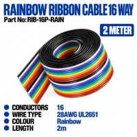 Rainbow Ribbon Cable, 16 Way - 2m Rainbow Ribbon Cable, 16 Way - 2m