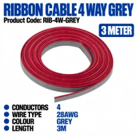 Ribbon Cable, 4 Way, Grey, 3m Ribbon Cable, 4 Way, Grey, 3m