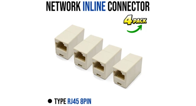 RJ45 8P8C Inline Connector (4 Pack) RJ45 8P8C Inline Connector (4 Pack)