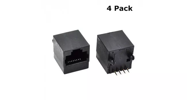 RJ45 Connector Black - PCB (4 Pack)