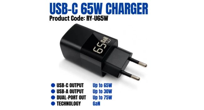 65W GaN Fast USB-C Charger / Power Adapter 65W GaN Fast USB-C Charger / Power Adapter