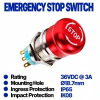 Emergency Stop Switch - Smooth Metal Emergency Stop Switch - Smooth Metal