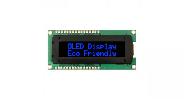 OLED 2X16 I2C Display 5V - Blue on Black - Visible in Sunlight OLED 2X16 I2C Display 5V - Blue on Black - Visible in Sunlight