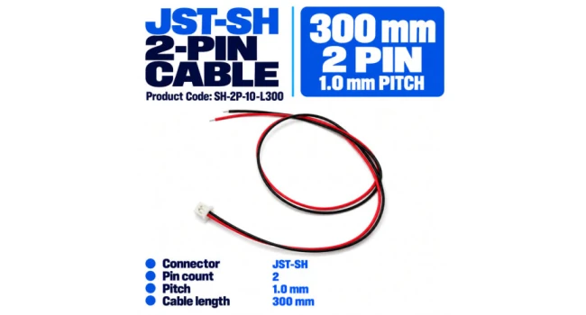 JST-SH 2Pin 1.0mm Pitch 300mm Length cable (4Pack) JST-SH 2Pin 1.0mm Pitch 300mm Length cable (4Pack)